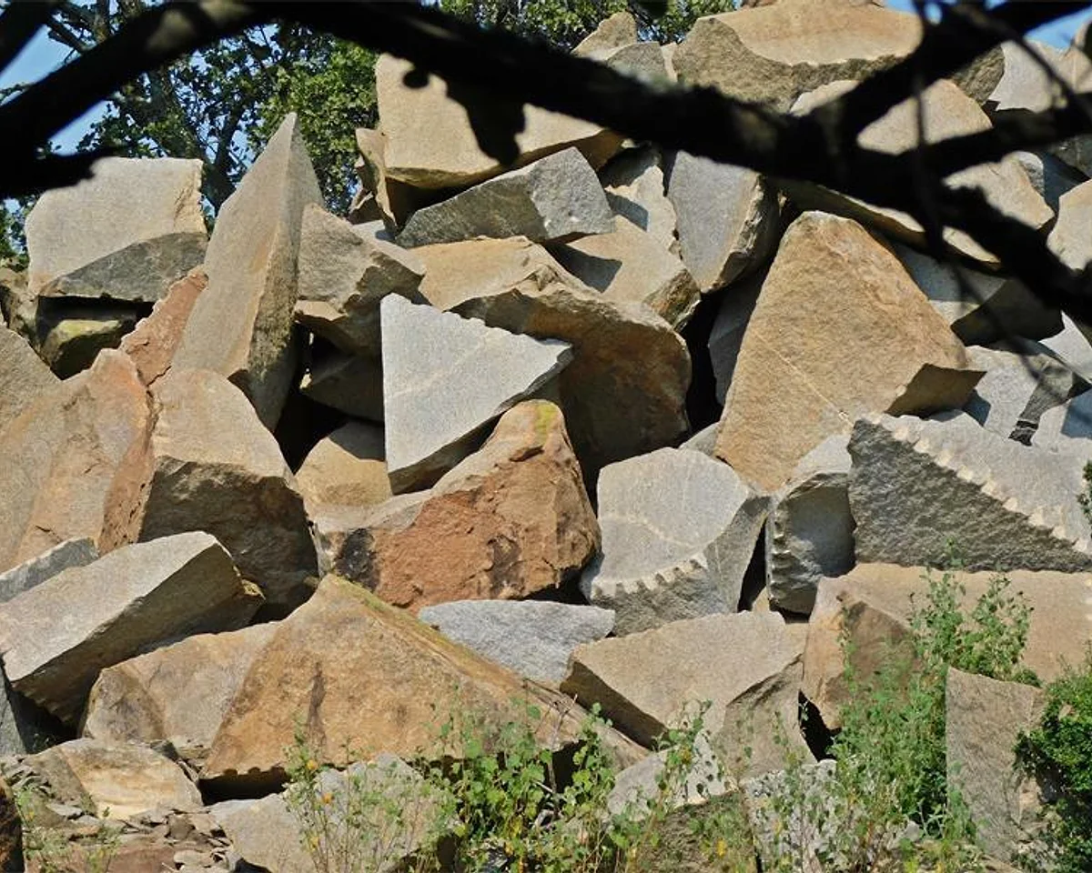Granite blocks remaining from the reserve's quarrying history